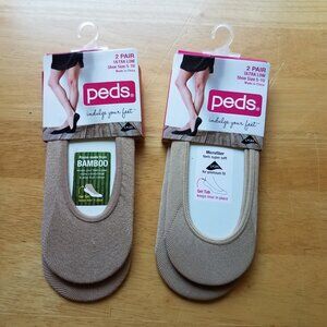 4 Pairs Peds Women's Ultra Low Socks 5-10 Beige/Nude New